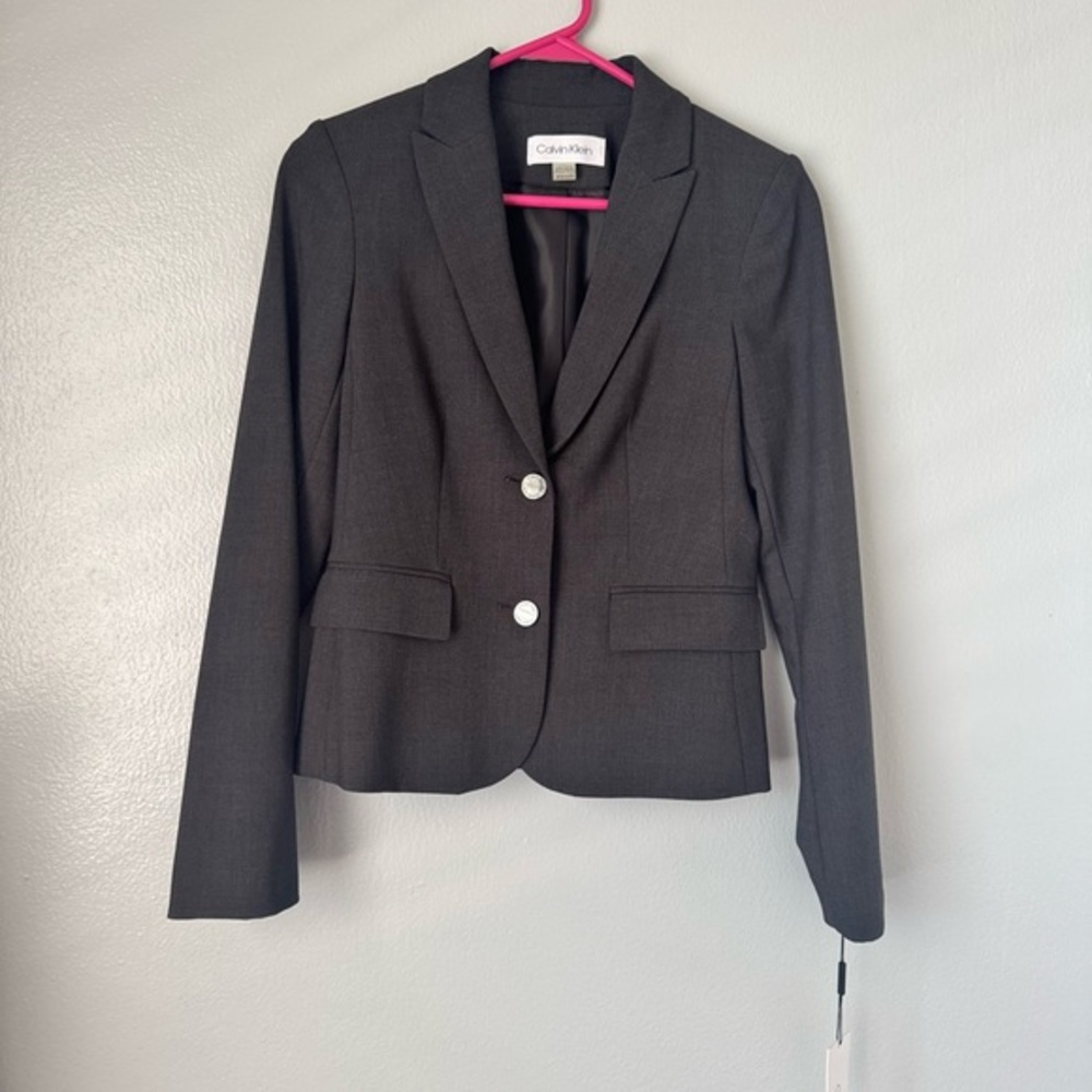 Calvin Klein Women's Charcoal grey Blazer 2Petite